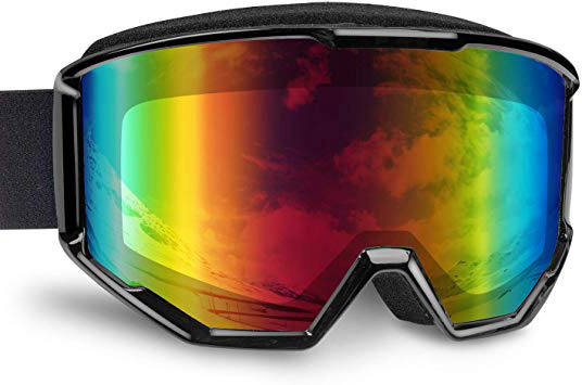 Fenvella Occhiali da Sci, Antiappannamento OTG Doppia Lente Maschera Sci con Protezione UV400, Maschera Snowboard con Ampio Campo Visivo per Uomini Donne e Bambini