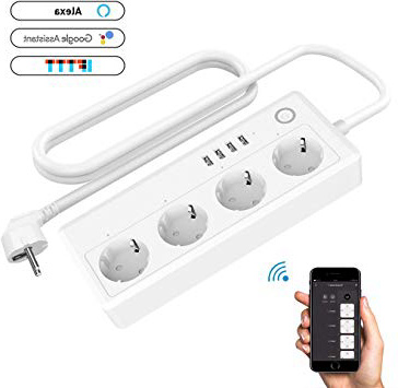 Konesky Smart Power Strips Protezione da sovraccarico Wi-Fi con 4 prese 4 Porte USB Presa di corrente universale Funziona Amazon alexa/Home page di Google/Funzione timer IFTTT