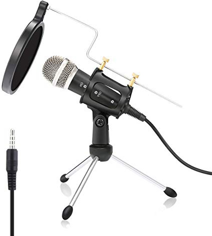professione PC microfono – Nasum Plug & Play microfono a condensatore per PC/computer, iPad, podcast, chattare online come Facebook, MSN, Skype, con cavo audio (3.5mm Plug)