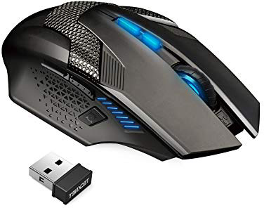 TECKNET Mouse da Gioco Wireless, Raptor 2.4G Mouse Gaming, Mouse per Gioco, 4800 DPI, 8 Pulsanti, 500 Aggiornamenti al Secondo, Ricevitore Nano