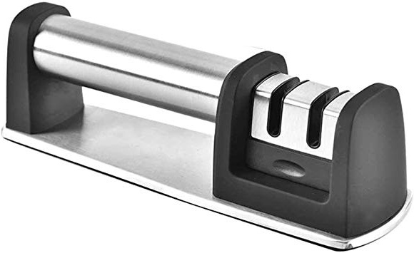 Reggioproducts Affilacoltelli Professionale Manuale da Cucina a Doppia Mola per Sgrossare e Affilare con Base Antiscivolo
