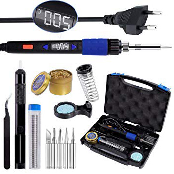 Saldatore Kit, LYLIN 65W Saldatore a Stagno Professionale con Schermo LED Legge la Temperatura, Temperatura Regolabile, Funzione di Correzione della Temperatura, Funzione Sleep