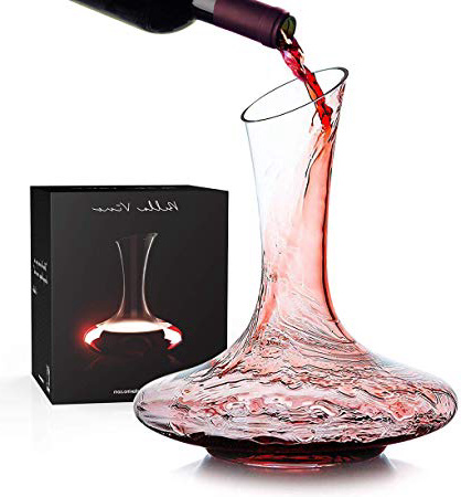 Doctor Hetzner Decanter 1800ml e Aeratore a Base Larga per Ossigenare e Decantare il Vino, Caraffa Elegante di Cristallo, Accessori e Regali per la Degustazione del Vino