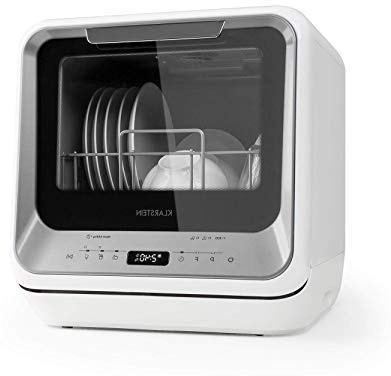 Klarstein Amazonia Mini - Lavastoviglie, 6 Programmi, Consumo d'Acqua Ridotto, Display a LED, Touch, Ideale per Vacanze e Campeggio, Spazio per Due Coperti, Argento