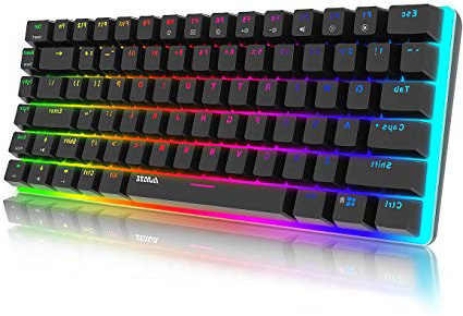 Ajazz AK33 Tastiera Meccanica Gaming Switches Blu RGB,Tastiera da Gioco 82 Tasti 100% Anti-ghosting-Pannello Metallico per PC Windows,Mac,PS4,Xbox,Ufficio e Casa