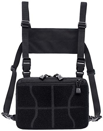 TENDYCOCO Hands Free Chest Bag Front Pouch Pocket Harness Bag Pack Petto Zaino per la Sopravvivenza all'aperto Escursioni in Bicicletta Pesca Traveling (Nero)