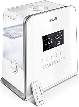 Levoit Umidificatore Ambiente Casa Ultrasuoni 5,5L, Aromaterapia con Nebbia Fredda/Calda con LED Display Tattile, 5 Velocità&Timer, Funzione Memoria, Umidità Personalizzata Regolabile, Luce Notturna