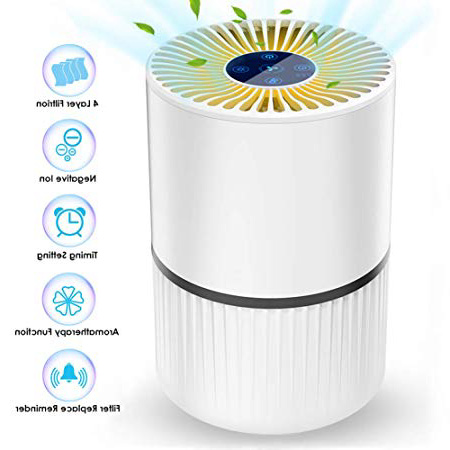 Purificatore d'Aria 4-in-1Purifiers Vero HEPA, Filtri di Carbonio Attivi,Ionizzatore 3 Velocità 3 Temporizzazione Smart Filter Change Promemoria Cattura fumo, Polvere, Polline, Peli di Animali