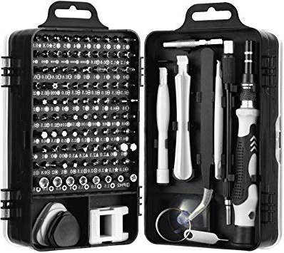 HBselect Set di Cacciaviti di Precisione Multiuso 115 pezzi in Cassetta Realizzato in Lega di Cromo Vanadio Durezza Fino a 60HRC Giravite Portainserti Magnetico Attrezzi Professionali per Riparazione