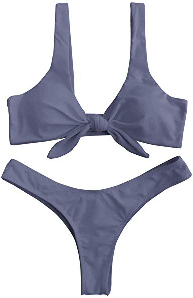 ZAFUL Set Bikini da Donna Imbottito Costume da Bagno Due Pezzi Ragazza Solido Annodata Perizoma Sexy Thong Swimwear Costumi da Mare