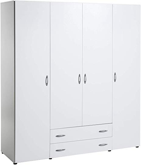 AVANTI TRENDSTORE - Balu 2,3 e 4, Armadio ad Ante a Battente, Disponibile in 2 Diversi Colori e 3 Diverse larghezze (Bianco, 4 Ante)