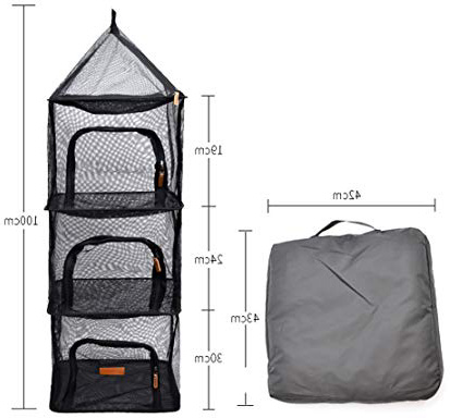DECHO-C Pieghevole 3 strati campeggio secco netto Haning stendino asciugatore piatto da tavola cibo erbe rete portaoggetti con cerniere per picnic pesca cucina hiking traveling 4 Layer