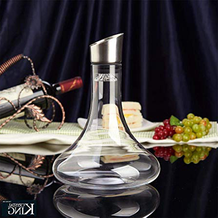 Crystalline King - Decanter per vino in cristallo con aeratore, vetro