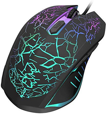 VersionTECH. Mouse da gaming con cavo, sensore ottico fino a 2400 DPI, 6 tasti e illuminazione a led con 7 colori