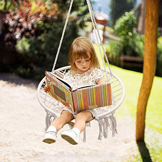 Sedia pensile per bambini, piccola amaca Altalena per giardino altalena altalena per giardino Altalena beige per bambini all'interno Patio esterno, (capacità fino a 100 kg)