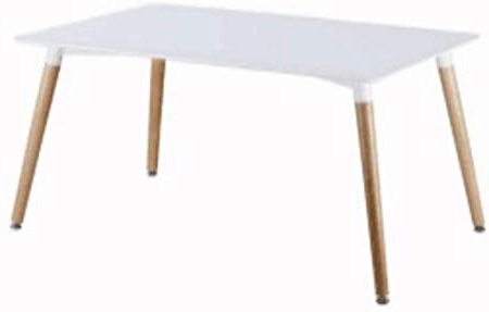 Milani Home s.r.l.s. Tavolo da Pranzo Moderno di Design Fisso CM 120 X 80 in ABS Bianco con Gambe in Legno per Interno Sala da Pranzo