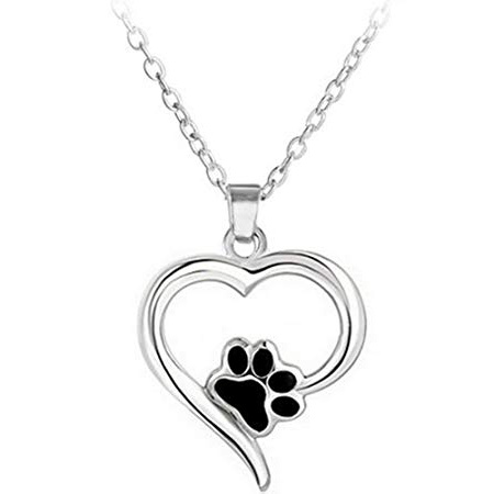 Outflower Collana Cane di Mignon Paw Print Collana Animale Footprint Ciondolo Collana Accessori di Gioielli per Ragazze Regalo di Matrimonio per Anniversario di San Valentino Nero