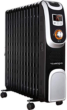 Aigostar Oil Monster 33JHH - Radiatore elettrico 13 elementi con schermo a LED, Telecomando a distanza, Potenza 2500W. Design esclusivo.