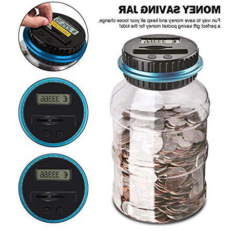 HITECHLIFE Moneta Digitale Conteggio Salvadanaio e Display LCD Regalo di Stoccaggio Monete 1.5L (EUR)
