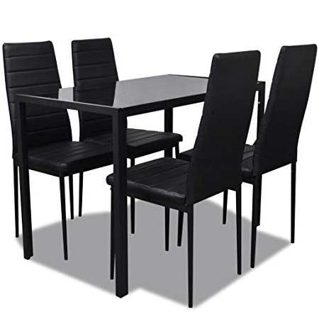 vidaXL Set Tavolo e Sedie in Similpelle 5 pz Casa Cucina Nero Set da Pranzo