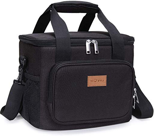 Lifewit 15L Borsa Termica Manutenzione di Freddo e Caldo per Uomo/Donna/Bambino Porta Pranzo Cibo Alimentazione Lunch Box per Campeggio Lavoro Scuola (Nera 37)