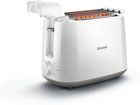 Philips Daily Collection HD2583/00 Tostapane con Pinza per Sandwich, 600 W, 8 Livelli di Tostatura, Bianco
