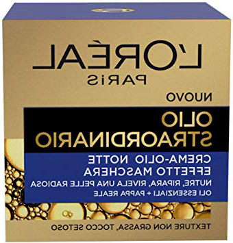 L'Oréal Paris Trattamenti Crema Viso Notte Nutritiva Olio Straordinario, Texture Nutriente, Arricchita con Oli Essenziali e Pappa Reale, 50 ml