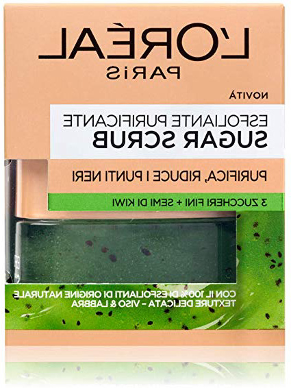 L'Oréal Paris Detergenza Sugar Scrub Esfoliante Purificante Viso & Labbra con Cristalli Fini di Zucchero + Semi di Kiwi, 50 ml