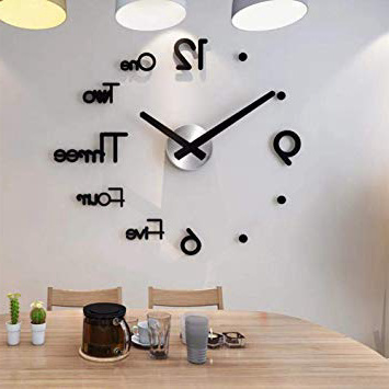 youngfate Grande Orologio da Parete DIY Adesivi per Orologio da Parete Moderni 3D Design Moderno Orologi da Parete in Acrilico Decorazione Murale Home Office Decor (Nero)