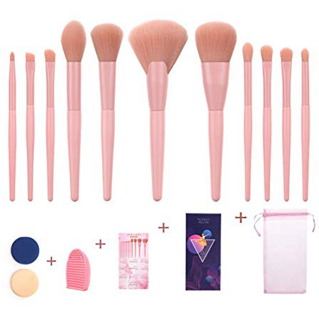 Beashine Pennello per Il Trucco, 11pcs Pennello di Bellezza,Pennelli Trucco avanzati Adatto per fondotinta Liquido per fondotinta Liquido per ombretti Fard (Rosa - Combinazione 4#)