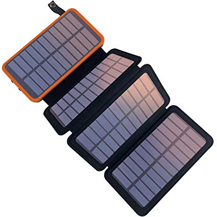 PEALIKER Caricabatterie Solare 25000mAh Solare Power Bank Portatile Batteria Esterna Impermeabile con 2 Porte USB 4 Pannello per Huawei, Samsung, iPhone, LG, Tablet, ECC