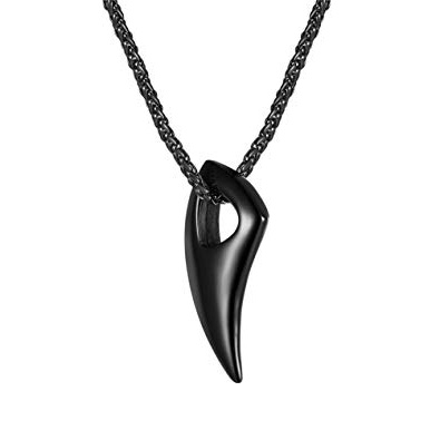 PROSTEEL Uomo Collana Pendente Cindolo di Lupo Dente Simbolo Italia Coraggioso, Catena Regolabile/Collana Cera Nera, Acciaio Inossidabile/Placcato Oro, Argento Nero Oro (con Confezione)