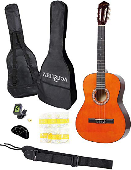 Chitarra Classica Acustika in Legno 100 cm 6 Corde in Nylon 4/4 Misura 39 Red Natural