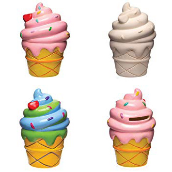 Baker Ross Salvadanaio in ceramica con gelato (confezione da 2) - Adorabili salvadanai per bambini