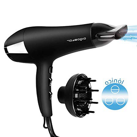 Aigostar Monique 32HIE – Asciugacapelli Ionico professionale 2400W con 2 velocità e 3 impostazione della temperatura. Pulsante per l'aria fredda.Protezione surriscaldamento. Nero. Design esclusivo.