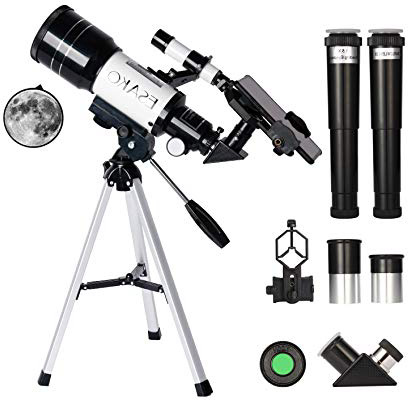 ESAKO Telescopio per bambini e principianti Telescopi astronomici portatili da 70 mm con filtro lunare per telefono e lente Barlow 3X