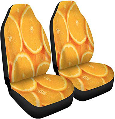 Coprisedili Per Auto Fette Di Succo D'Arancia Giallo Succo Di Agrumi Astratti Succosi Di Colore Set Di 2 Accessori Per Auto Protezione Auto Decor Decor