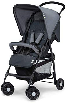 Hauck Sport, Secondo Passeggino fino a 18 kg, Chiusura Piccola e Semplice, con Posizione Nanna, Barra Frontale, Cesto, Cappota, Grigio (Charcoal/Stone)