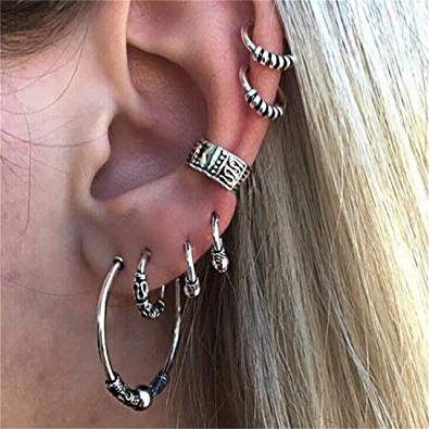 Elistelle King.MI - Set di orecchini in stile boho, con zirconi, ipoallergenici