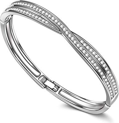 Susan Y Regali San Valentino per Lei, Croce Bracciale Donna con Cristalli da Swarovski Chiaro, Meglio per Le Donne, con Elegante Scatola di Gioielli, Regali per Lei
