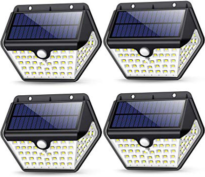 Luce Solare Led Esterno,【2019 Ultimi Modelli 60LED-800 lumen】iPosible Lampada Solare Esterno con Sensore di Movimento 2000 mAh Luci Esterno Energia Solare Impermeabile per Giardino,Parete- 4 Pezzi