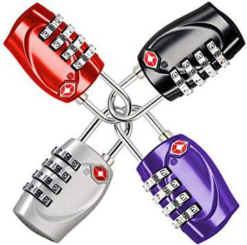 TRIXES 4 x Lucchetto di Combinazione per Valigie e Bagagli di Viaggio Dalla TSA