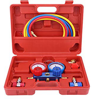 Manifold R134a Set manometro, pompa a vuoto a 2 vie per impianti di condizionamento dell’aria A/C