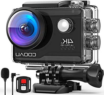 COOAU Action Cam HD 4K 20MP WiFi Con Microfono Esterno Fotocamera Sott'acqua 40M con Telecomando EIS Stabilizzazione Videocamera Impermeabile 170° Grandangolare Time Lapse/2 Batterie 1200mAh/Accessori