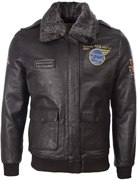 Aviatrix Giacca da Aviatore Pilota in Vera Pelle Morbida da Uomo con Badge Speciali (VGS3)