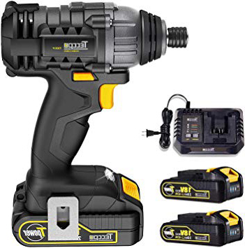 Avvitatore a Impulsi, TECCPO Avvitatore Batteria 18V, 2900 RPM, 2 Batteries 2.0Ah, 30min Caricatore Rapido, 6.35mm Mandrino, Velocità Variabile - TDID01P