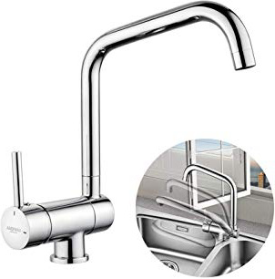 GRIFEMA GRIFERÍA DE COCINA-G4004 Rubinetto Monocomando per Cucina Pieghevole, Miscelatore Cucina Sottofinestra (G3/8 Pollici), Cromo/Argento