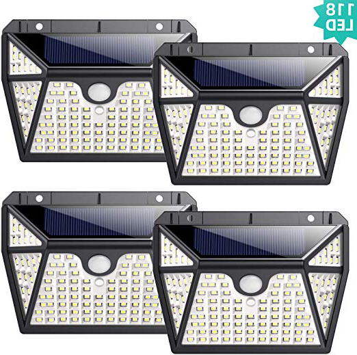 Lampade Solari Led Esterno,【2020 Ultimi Modelli 118 LED-2200mAh】Kilponen Luce Solare Led Esterno con Sensore di Movimento 270ºIlluminazione Luci Esterno Impermeabile con 3 Modalità - 4 Pezzi
