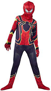 URAQT Costume Spiderman per Bambini, Costume da Spiderman, Costume da Uomo Ragno Bambino, Kids Supereroe Spiderman Costumi, Halloween per Bambini Party Cosplay Costumi - M