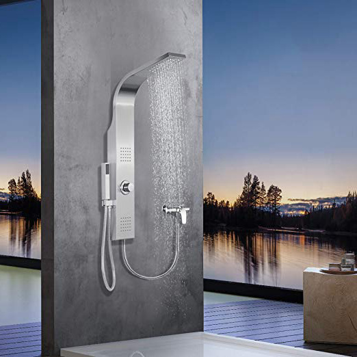 Elbe Colonna Doccia design luxury senza Rubinetto, Pannello Doccia In acciaio Inox 304 anticalcare, Colonna doccia Multifunzione con Idromassaggio, Doccia a pioggia e doccetta.